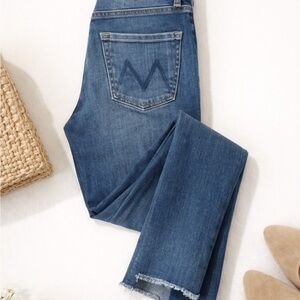 MOTHER Insider Crop Step Fray - Sweet & Sassy Wash - Sz25 raw asymmetrical hem
